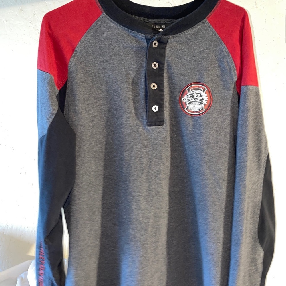 Harley Davidson Genuine Quarter-Button long Sleeve Sweatshirt Mens Large